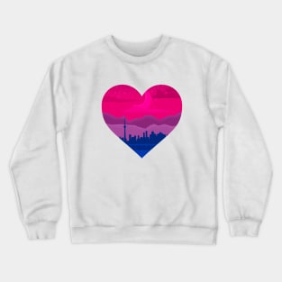 Bisexual mountain cityscape subtle heart Crewneck Sweatshirt